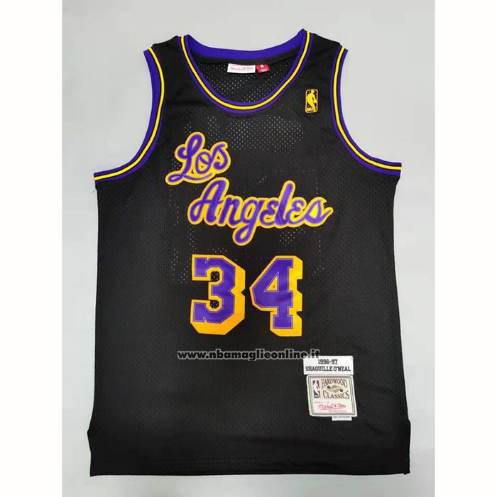 Maglia Los Angeles Lakers Shaquille O'neal #34 Mitchell & Ness 1996-97 Nero